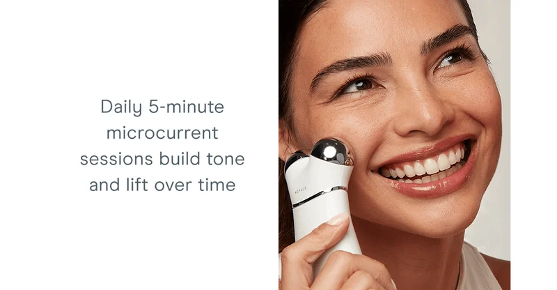 Daily 5-minute microcurrent sessions build tone and lift over time