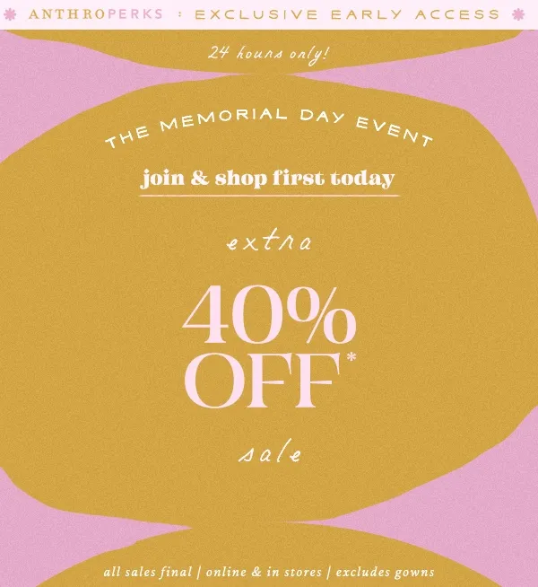 extra 40% Off sale join & shop first today