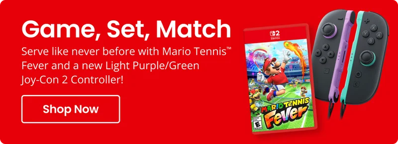 Game, Set, Match | Serve like never before with Mario Tennis™ Fever and a new Light Purple/Green Joy-Con 2 Controller! | Shop Now