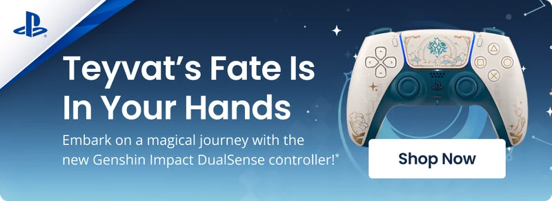 PlayStation | Teyvat’s Fate Is In Your Hands | Embark on a magical journey with the new Genshin Impact DualSense controller!* | Shop Now