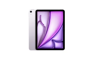 iPad Air, back exterior, purple color, single-lens camera, front exterior, thin black bezel, all-screen display