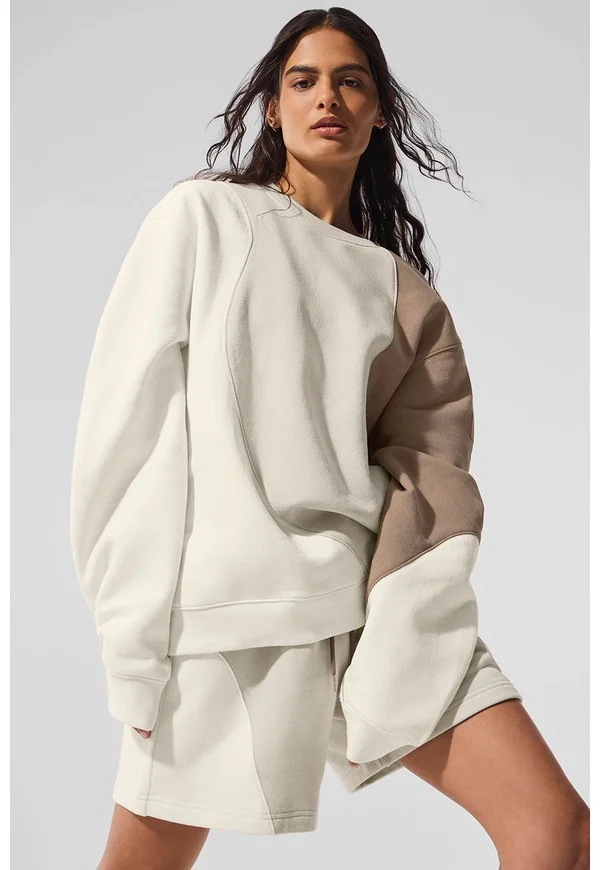 Make Waves Crew Neck Pullover - Ivory/Bone/Gravel - Ivory/Bone/Gravel / L WOMEN/M MEN