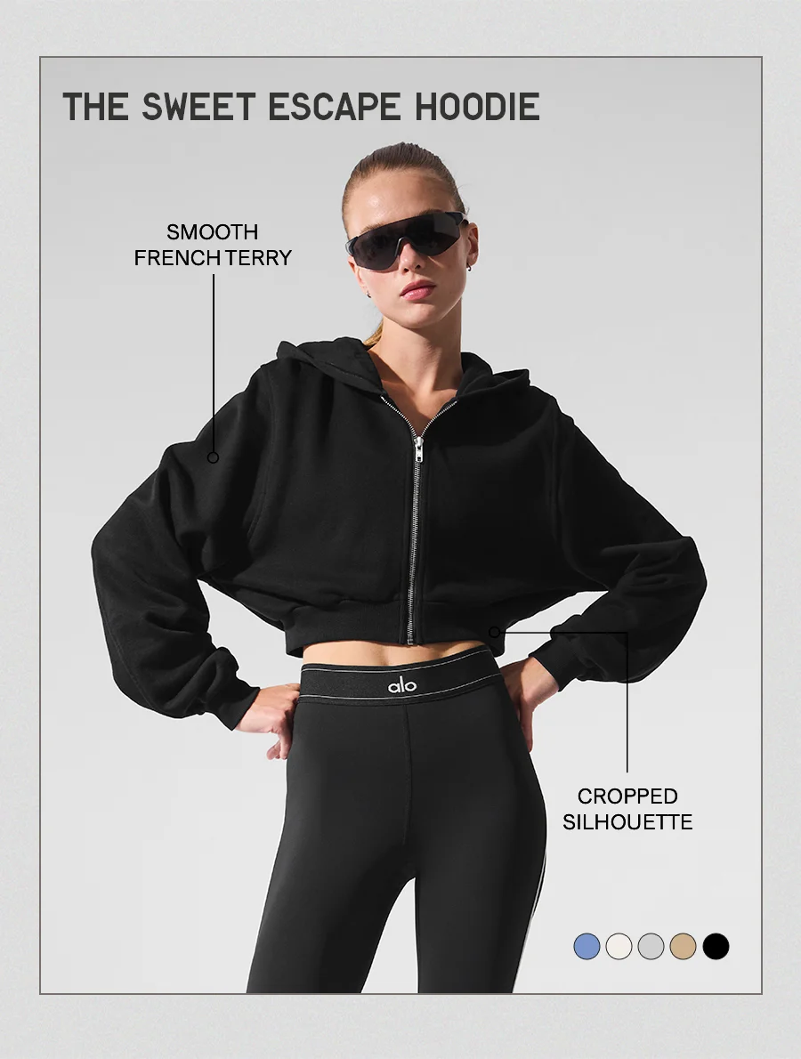 THE SWEET ESCAPE HOODIE. SMOOTH FRENCH TERRY. CROPPED SILHOUETTE