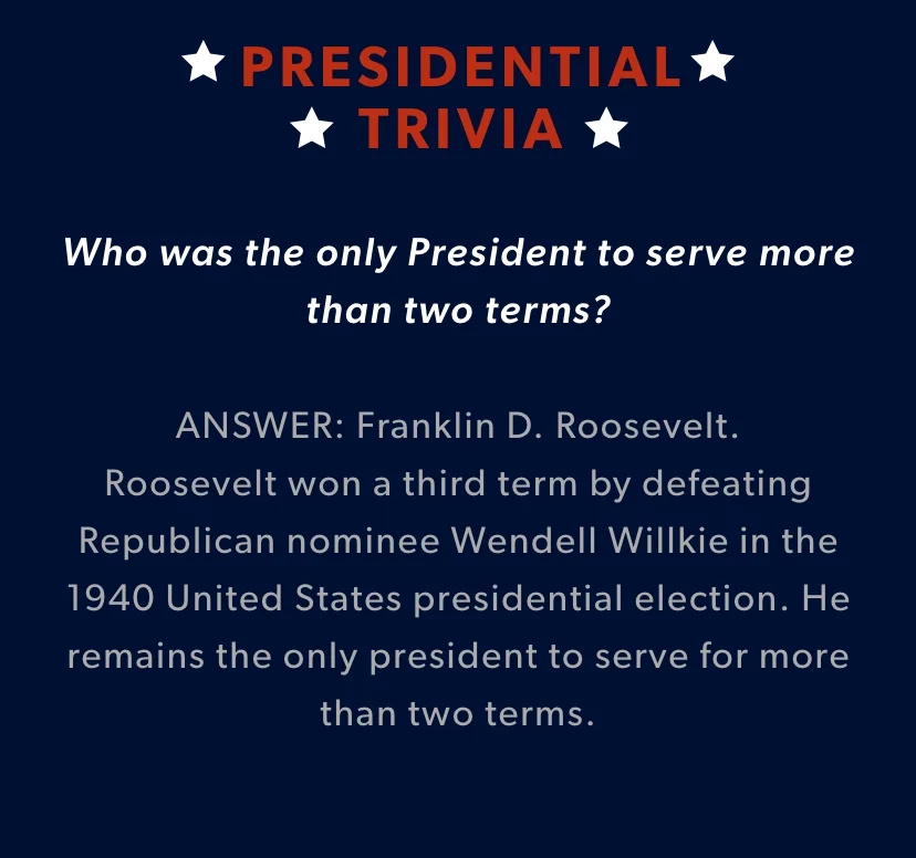 BONUS PRESIDENTIAL TRIVIA BONUS PRESIDENTIAL TRIVIA
