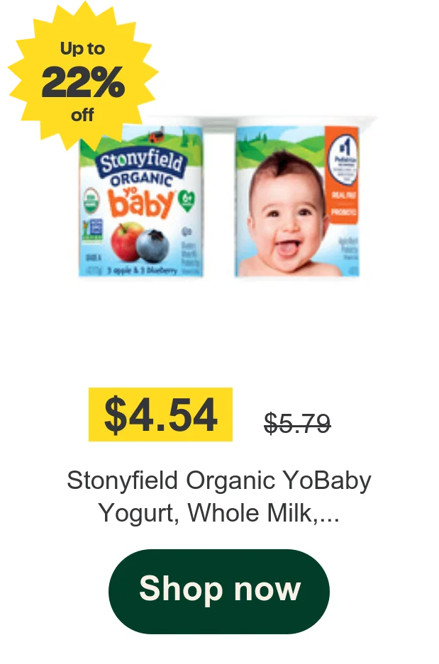Stonyfield Organic YoBaby Yogurt, Whole Milk,...