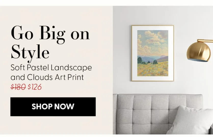 Soft Pastel Landscape and Clouds Art Print