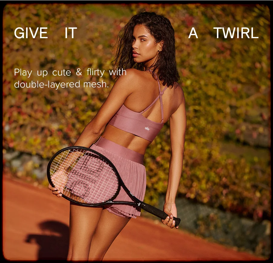 GIT IT A TWIRL. Play up cute & flirty with double-layered mesh.