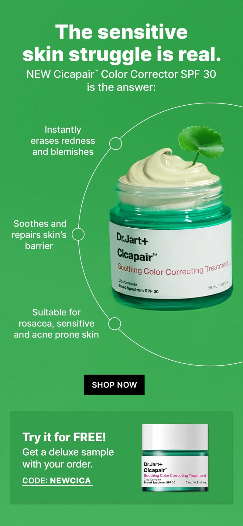 Calling all sensitive skin types. Get 3 free Cicapair full sizes with orders $65+.