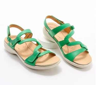 Revere Adjustable Strappy Leather Sandals Emerald