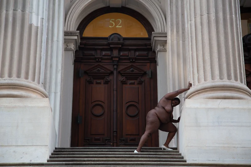 Nona Faustine’s “They Tagged the Land with Trophies and Institutions from Their Rapes and Conquests, Tweed Courthouse, NYC”
