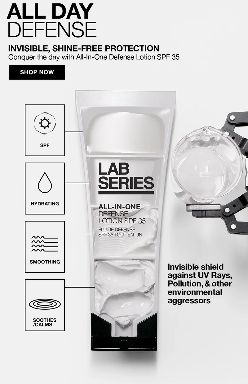 All DAY DEFENSE | INVISIBLE, SHINE-FREE PROTECTION | Conquer the day with All-In-One Defense Lotion SPF 35 | SHOP NOW | SPF | HYDRATING | SMOOTHING | SOOTHES/CALMS | Invisible shield against UV Rays, Pollution, & other environmental aggressors