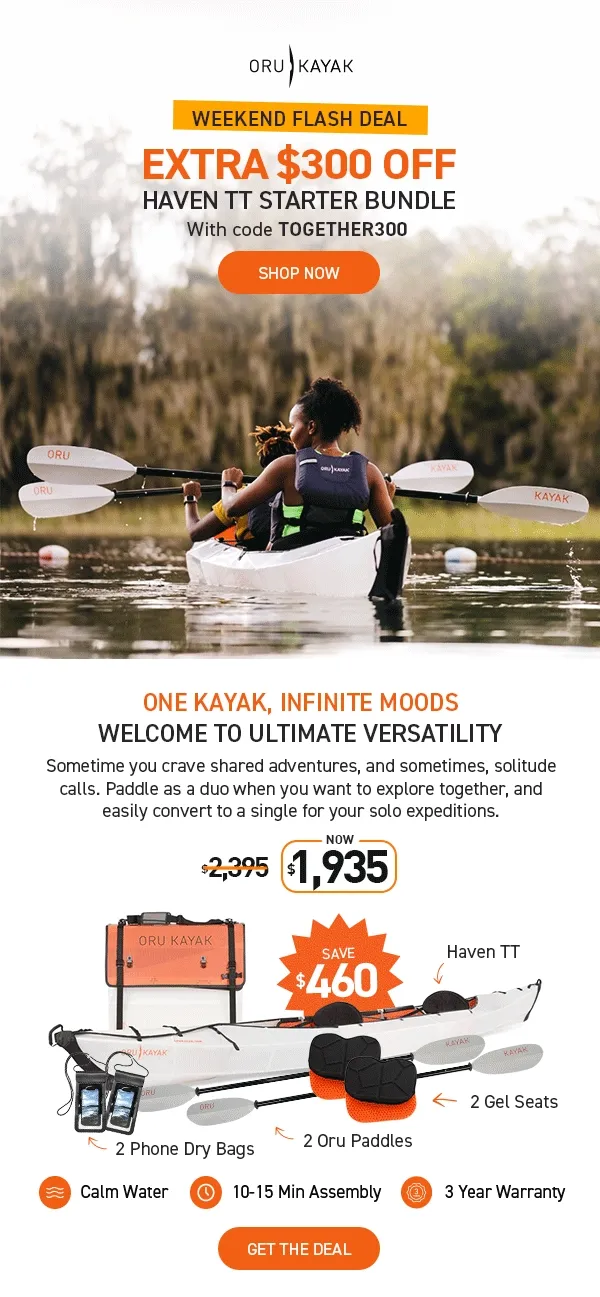 New Deal of the Week! Save up to 40% off kayak bundles. Get everything you need to hit the water!