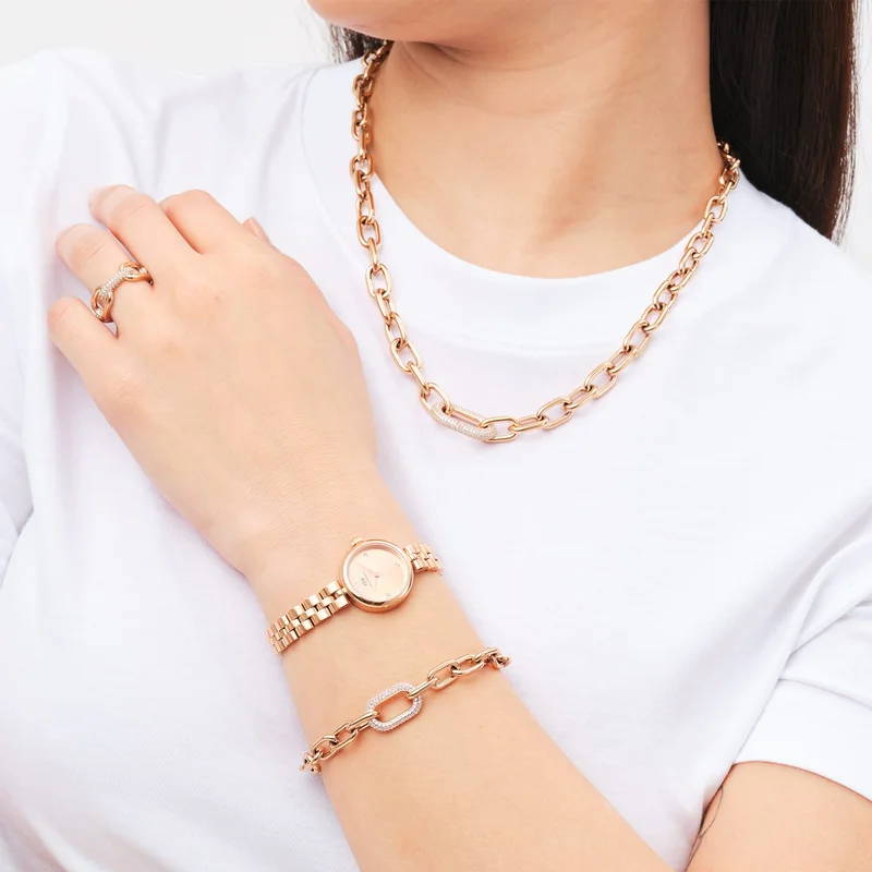 Crystal link Necklace Rose Gold