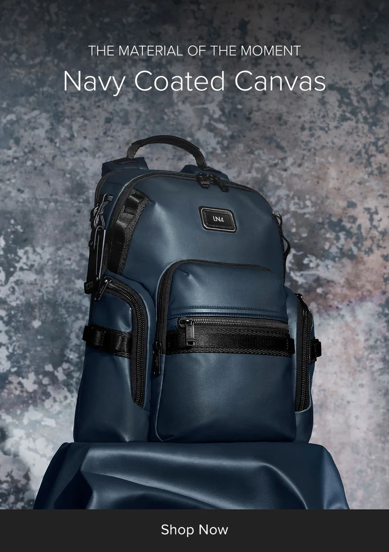 THE MATERIAL OF THE MOMENT - Shop Navy Coated Canvas