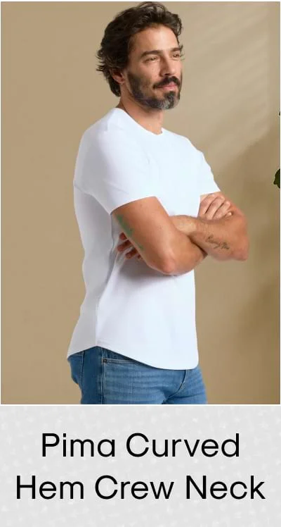 Pima Curved Hem Crew Neck
