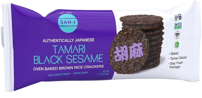 Image of San-J Black Sesame Oven Baked Brown Rice Crackers