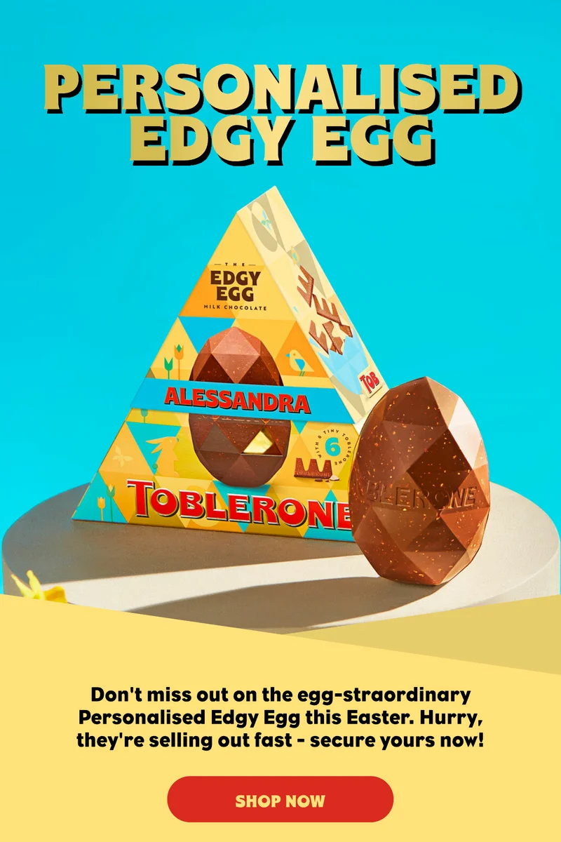 Don't miss out on the egg-straordinary Personalised Edgy Egg this Easter! Hurry, they're selling out fast - secure yours now!
