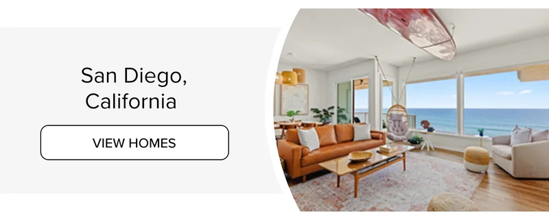 Escape to a contemporary private home rental with panoramic ocean views in San Diego, California.