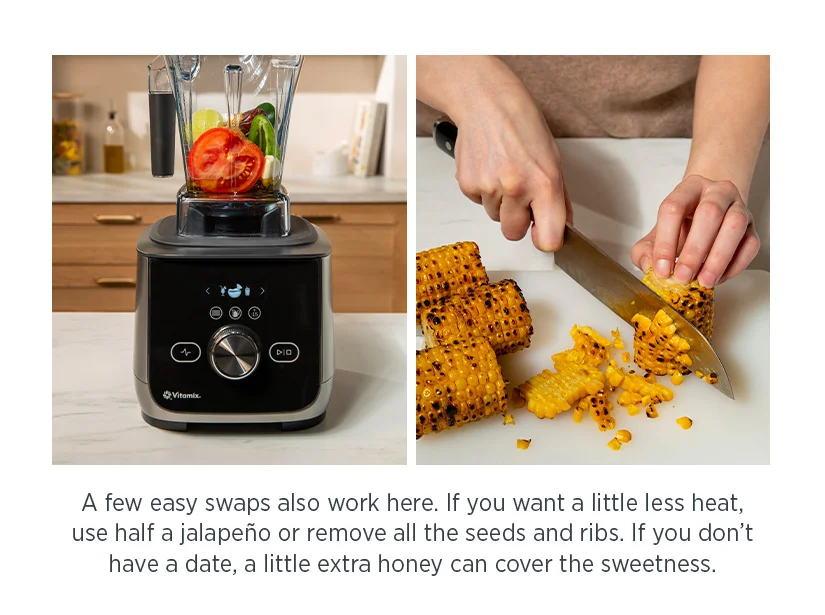 A few easy swaps also work here. If you want a little less heat, use half a jalapeno or remove all the seeds and ribs. If you don't have a date, a little extra honey can cover the sweetness.