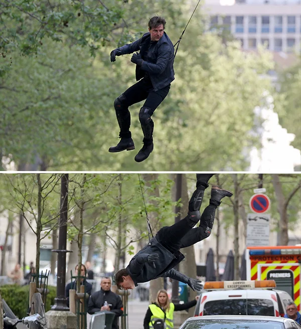 Tom Cruise performing his own stunts