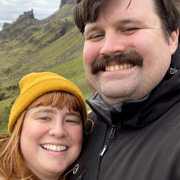 Lottie and Matt on a hike in Scotland