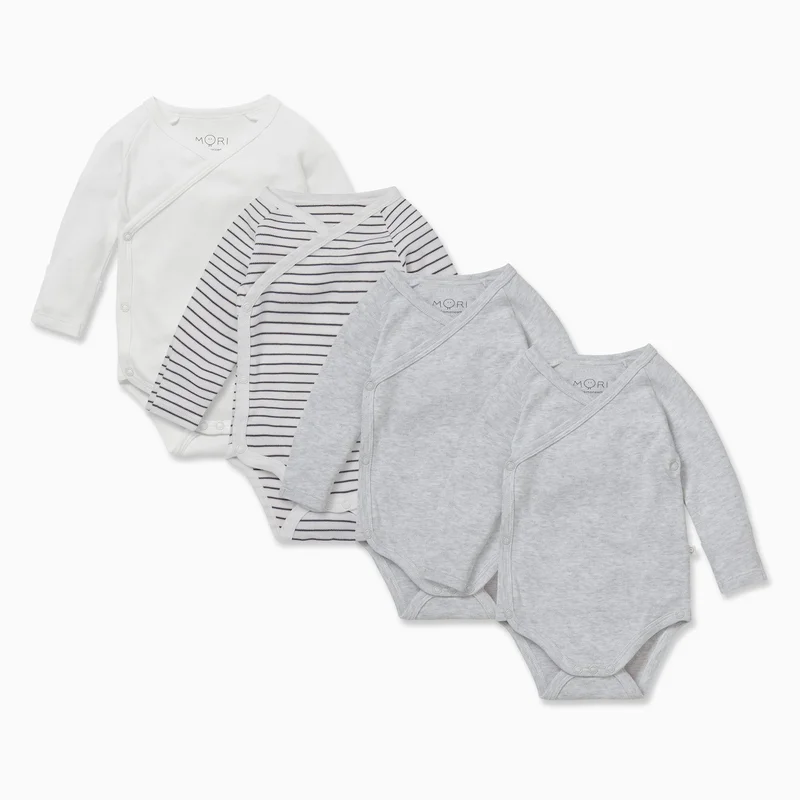 Image of Long Sleeve Kimono Bodysuit 4 Pack