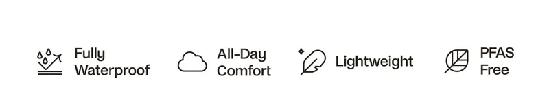 Fully Waterproof. All-Day comfort. Lightweight. PFAS Free