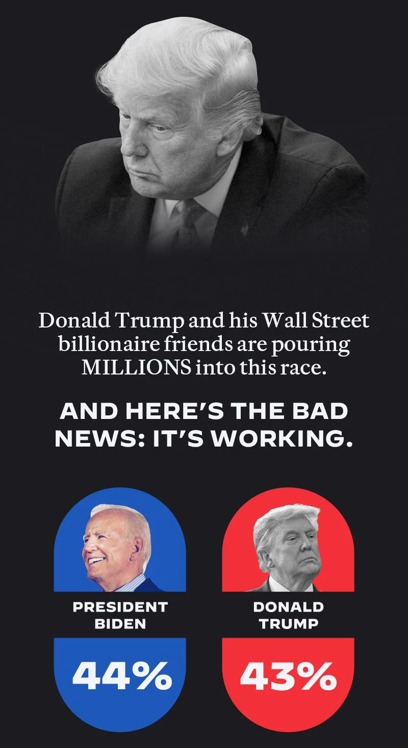 Donald Trump and his Wall Street billionaire friends are pouring MILLIONS into this race.  And here’s the bad news: It’s working.