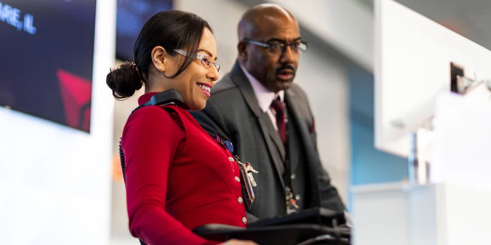 A gate agent at Delta