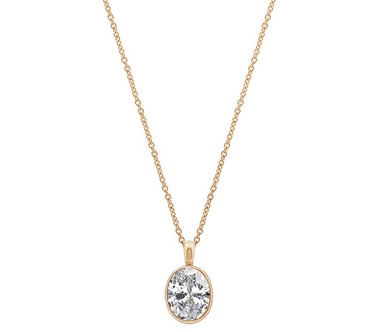 Diamonique 100 Facet Oval Bezel Necklace, Sterling Silver