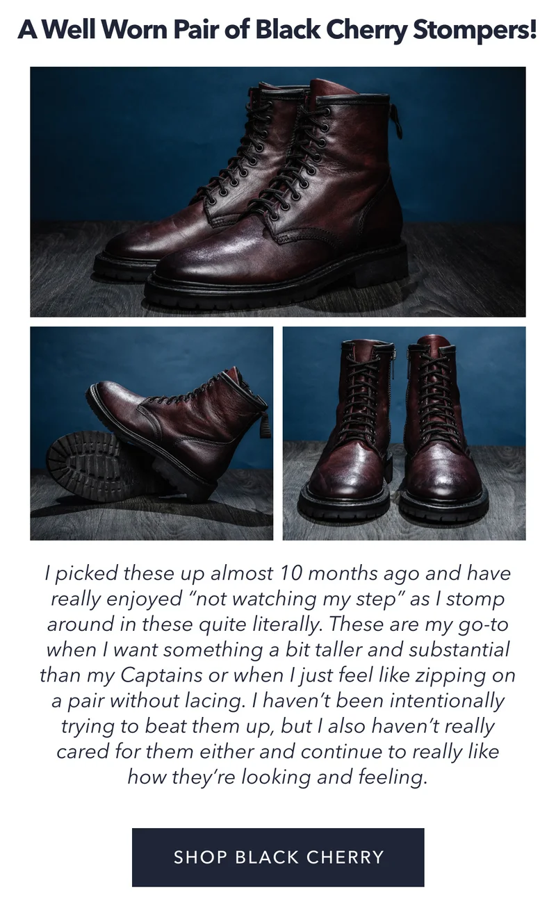 A Well Worn Pair of Black Cherry Stompers!