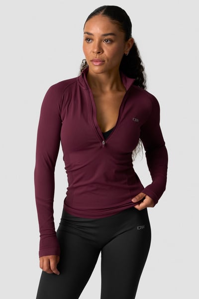 Image of Define seamless 1/2 zip Dark mahogany
