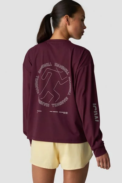 Image of Mirage Dri-Release Long Sleeve Print Dark Mahogany