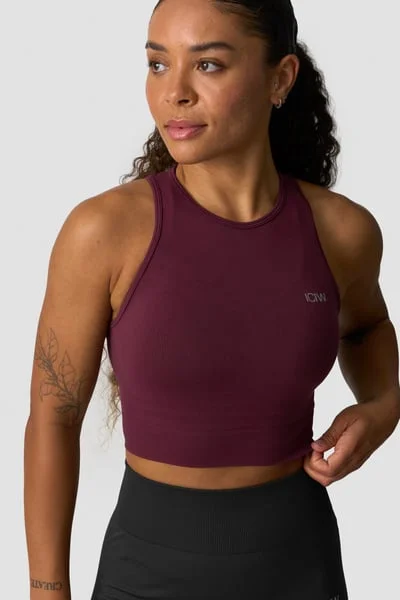 Image of Define Seamless Cropped Tank Top Dark Mahogany