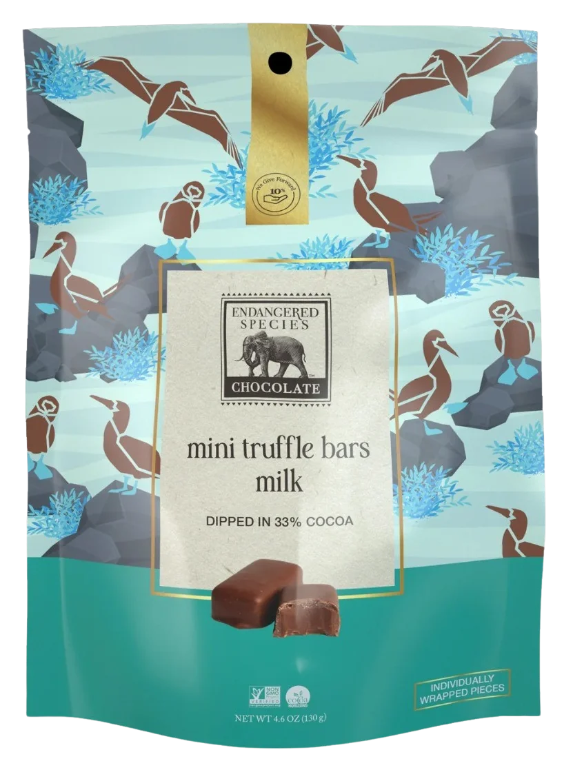 Image of Endangered Species Mini Truffle Bars Milk Dipped in 33% Cocoa