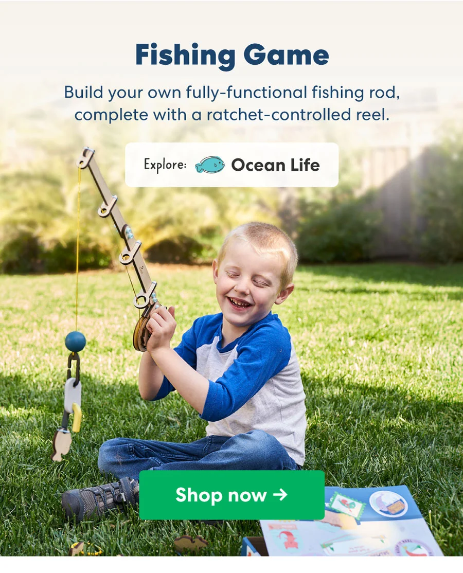 Fishing Game Build your own fully-functional fishing rod, complete with a ratchet-controlled reel. Explore: Ocean Life