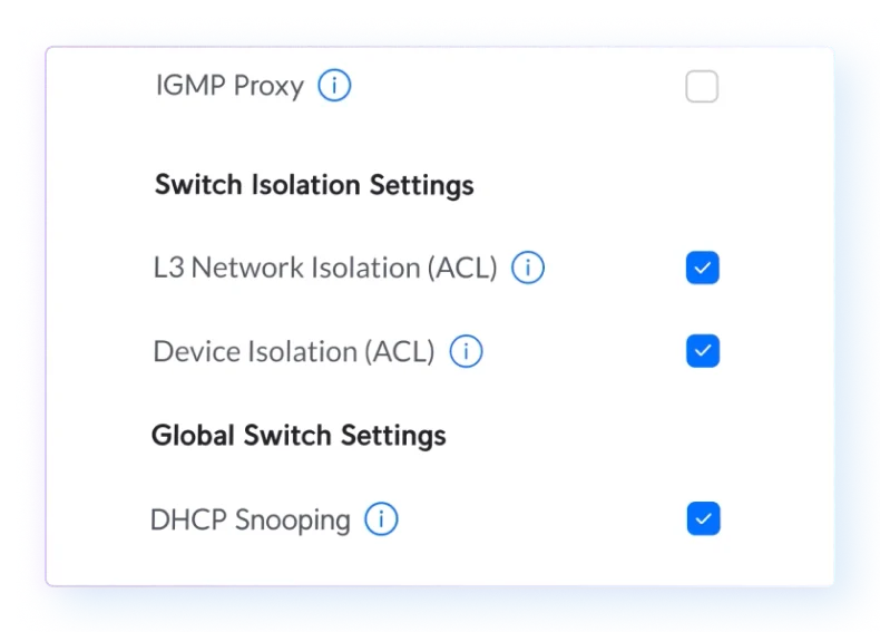 New Switch Isolation Settings