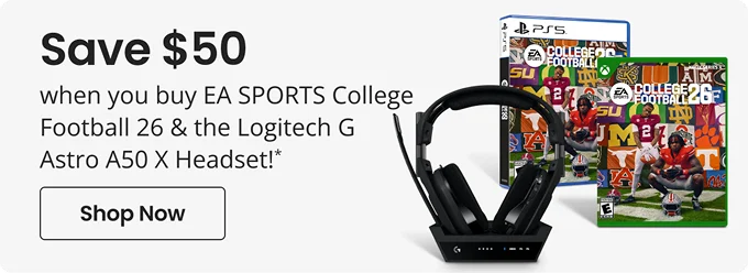 Save $50 when you buy EA SPORTS College Football 26 & the Logitech G Astro A50 X Headsets!* | Shop Now