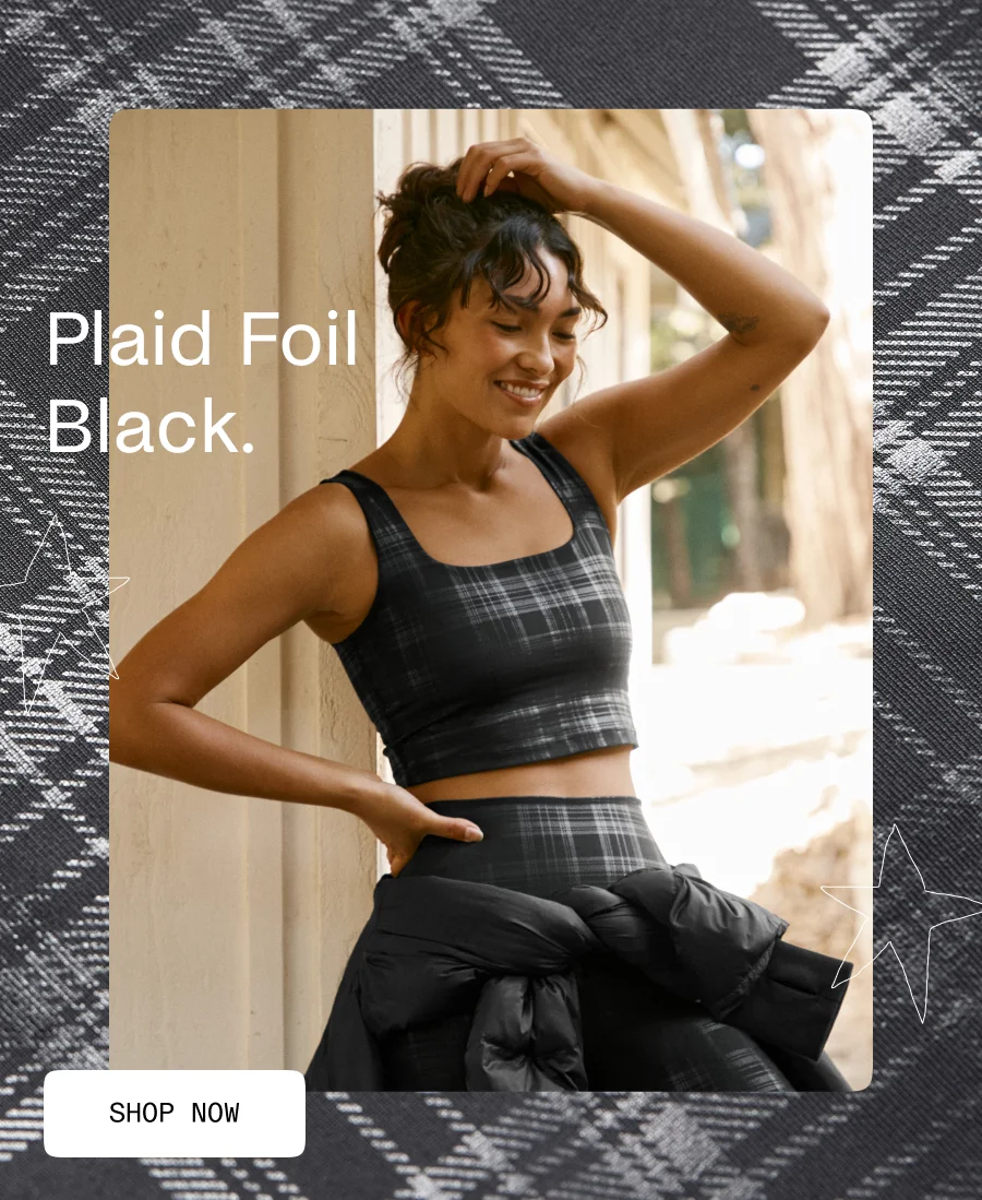 Beyond The Studio High Cropped Tank in Black Foil Plaid