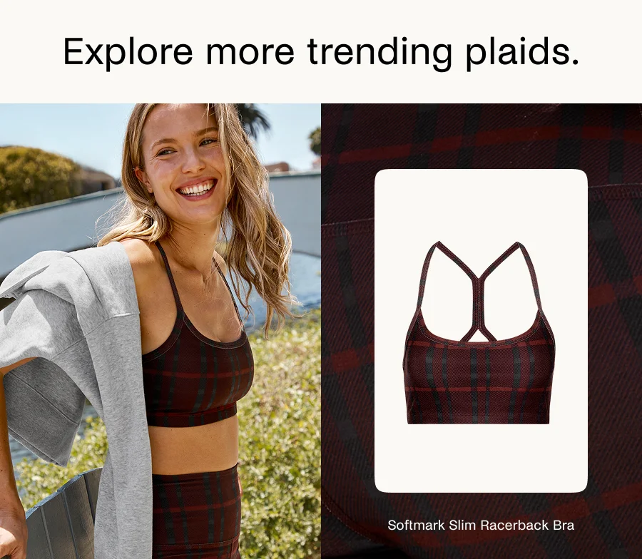 Softmark Slim Racerback Bra in Dark Cherry Preppy Plaid