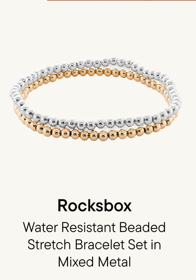 Water Resistant Beaded Stretch Bracelet Set in Mixed Metal