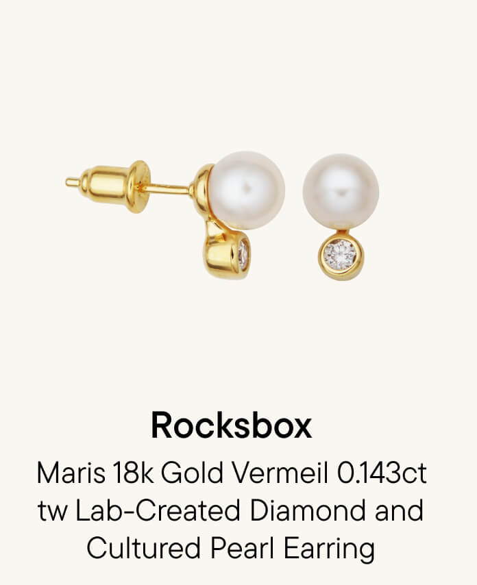 Maris 18k Gold Vermeil 0.143ct tw Lab-Grown Diamond and Cultured Pearl Earring