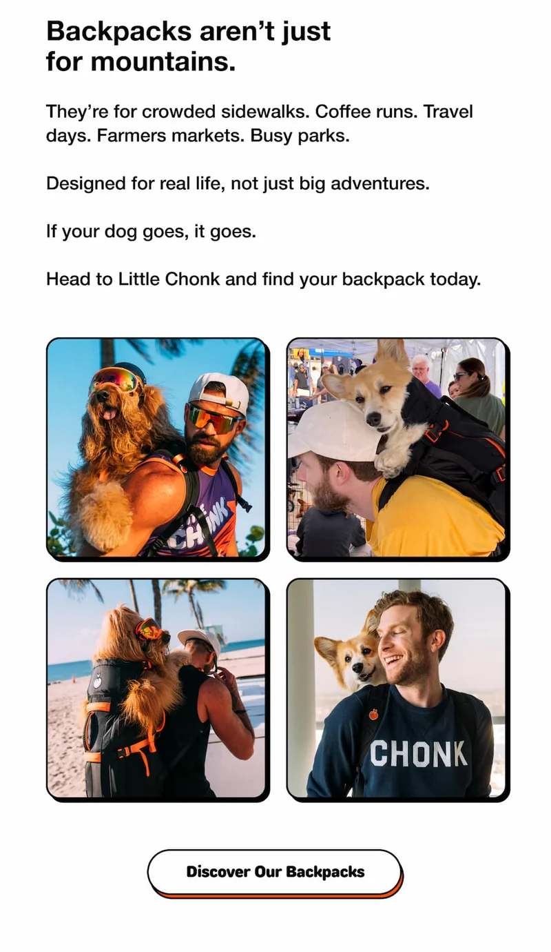 Backpacks aren’t just  for mountains.
