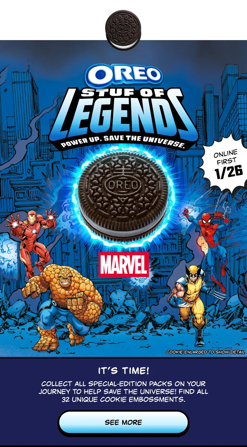 See More: MARVEL OREO Stuf of Legends Cookies See More: MARVEL OREO Stuf of Legends Cookies