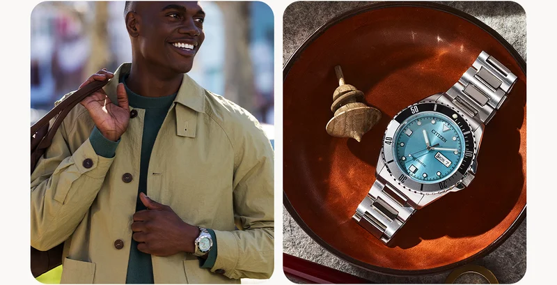 Featuring the Sport Automatic with a striking light blue dial with a sunray finish. A a bold two-tone 60-minute bezel, and a silver-tone stainless steel bracelet