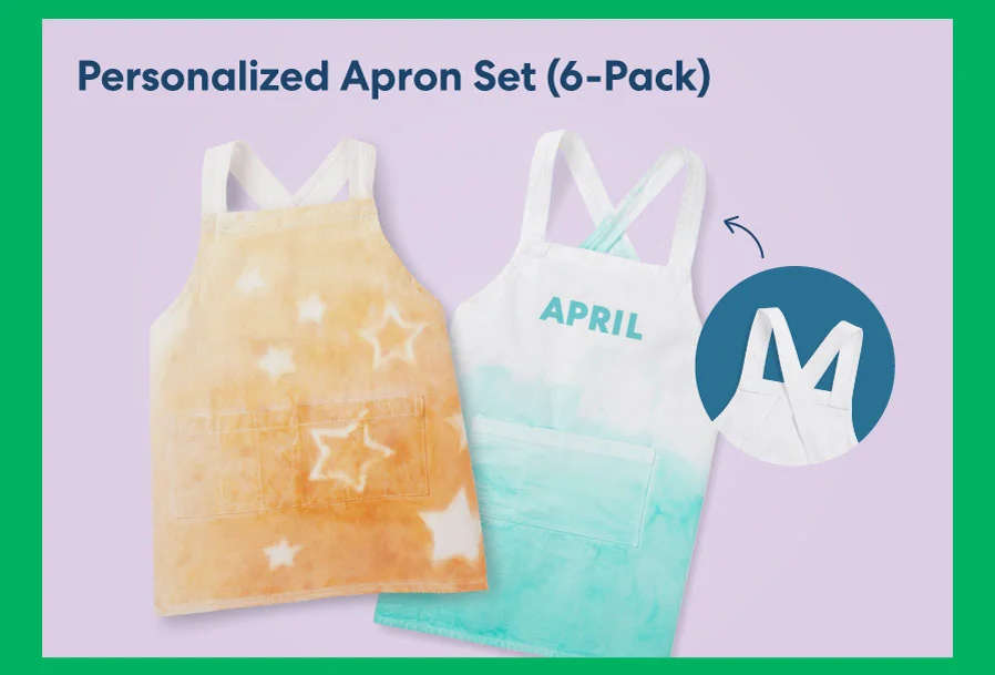 Personalized Apron Set – A six-pack of aprons designed for custom decorating.