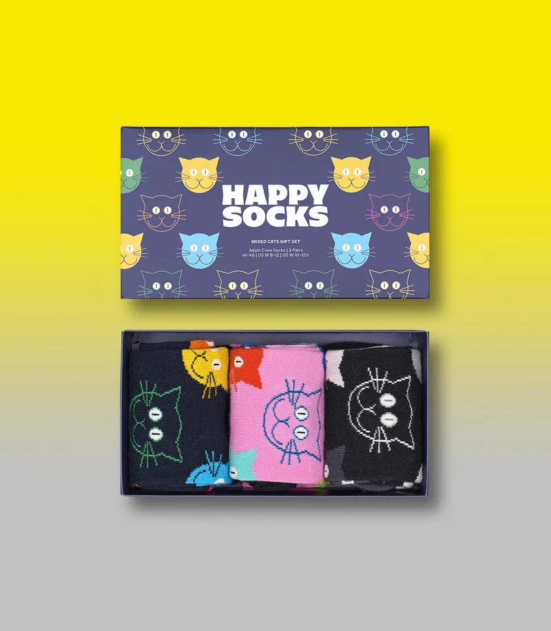 3-Pack Mixed Cat Socks Gift Set