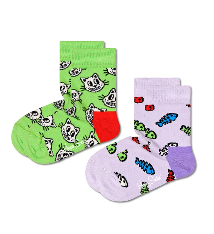 Kids 2-pack Cat and Fish Sock