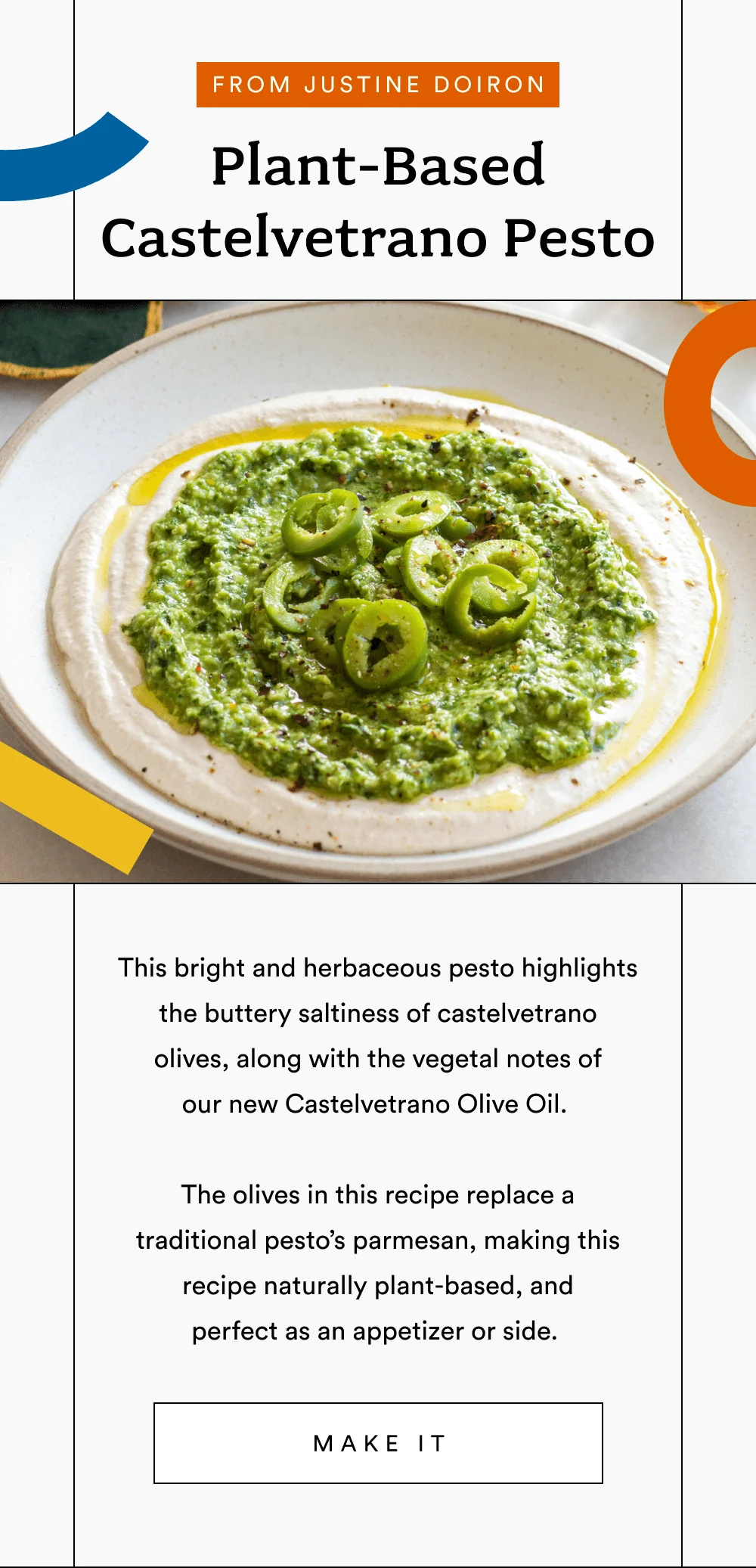 Plant-Based Castelvetrano Pesto [ MAKE IT ]
