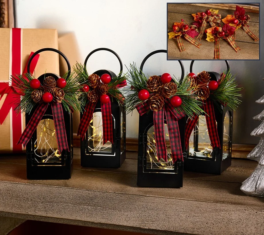 Set of (4) 6" Fairy Light Lanterns with 8 Toppers by Valerie